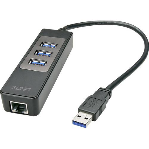 LINDY LINDY USB 3.1 Hub/Gigabit Ether. Adapter USB-Kombi-Hub Schwarz