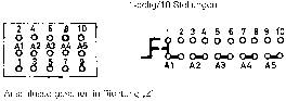 '8 to 1 Multiplexer' Diagramm: Zwei Schaltkreise mit verbundenen Anschlüssen. Links: Eingänge 0-7, Ausgänge A1-A5. Rechts: Eingänge 0-15.