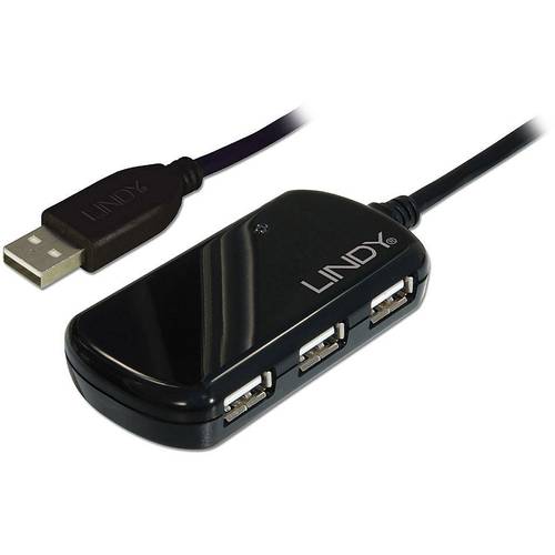 LINDY USB 2.0 Active Extension Pro 4 Port Hub USB 2.0-Hub mit eingebautem Repeater Mehrfarbig