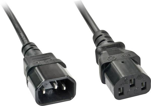 LINDY Strom Verlängerungskabel Deluxe [1x Kaltgeräte-Stecker C13 - 1x Kaltgeräte-Buchse C14] 2.00 m Schwarz