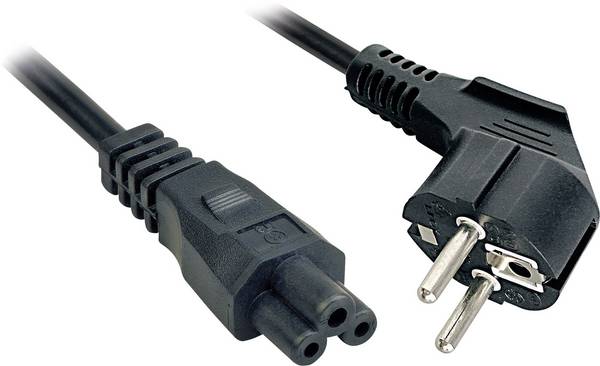 LINDY Strom Anschlusskabel [1x Schutzkontakt-Stecker - 1x Kleeblatt-Buchse C5] 3.00 m Schwarz