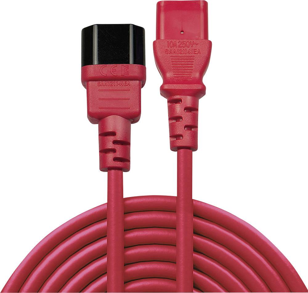 Lindy 30476 Stromkabel Schwarz, Rot 0,5 m C14-Koppler C13-Koppler