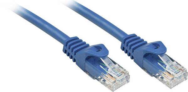 LINDY 48176 RJ45 Patchkabel CAT 6 U/UTP 7.50 m Blau mit Knickschutztülle, mit Rastnasenschutz, vergoldete Steckkontakte 1 St.