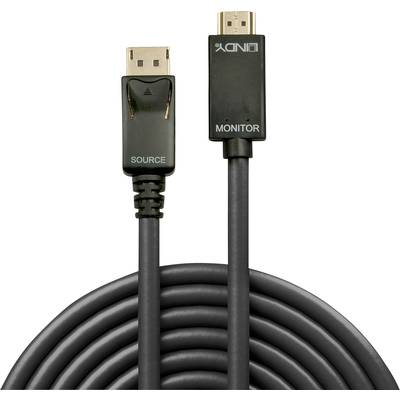 An einem schwarzen Kabel befinden sich zwei unterschiedliche HDMI-Stecker. Links steht 'Source', rechts steht 'Monitor'.