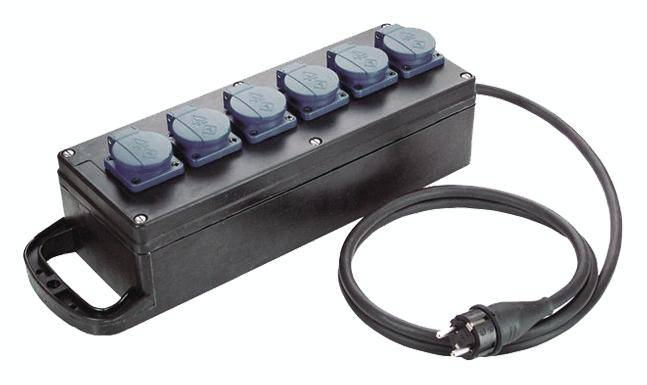 BACHMANN Verteilersteckdose 6xCEE7/3 Strom 2,0m CEE7/7, IP44-1