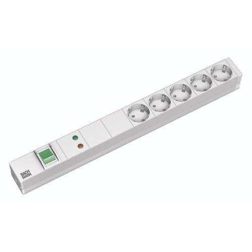 Thumbnail - Bachmann 333.403 19 Zoll Netzwerkschrank-Steckdosenleiste 1 HE Schutzkontaktsteckdose Überspannungsschutz Hellgrau