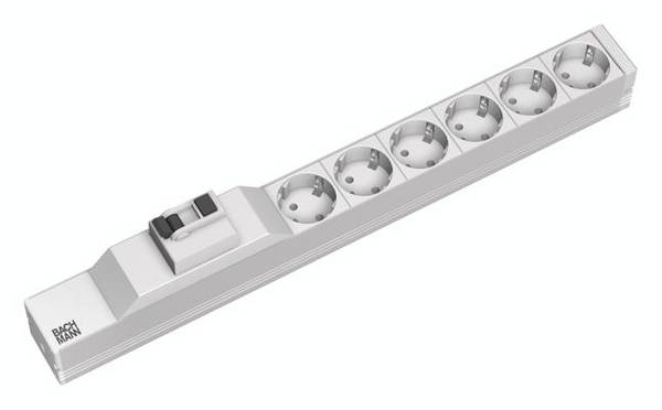 Bachmann 333.411 19 Zoll  Netzwerkschrank-Steckdosenleiste  1 HE Schutzkontaktsteckdose Festeinbau  Lichtgrau (RAL 7035)