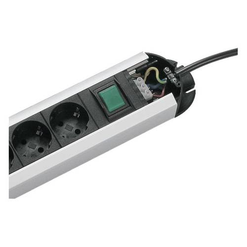 Bachmann 330.070 Steckdosenleiste mit Schalter Schwarz, Aluminium Schutzkontakt 1 St.