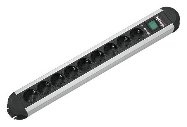 Bachmann 330.072 Steckdosenleiste mit Schalter  Aluminium, Schwarz Schutzkontakt 1 St.