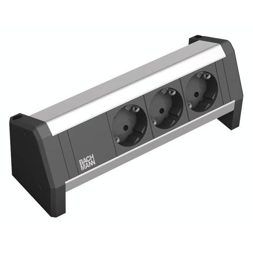 Bachmann 339.1002 Steckdosenleiste ohne Schalter Aluminium, Schwarz Schutzkontakt