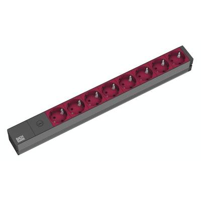 Bachmann 333.538 19 Zoll Netzwerkschrank-Steckdosenleiste 1 HE Schutzkontaktsteckdose Rot, Schwarz, Aluminium