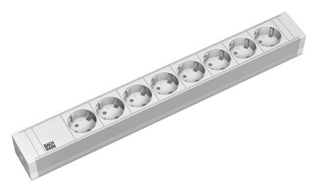 Bachmann 333.601 19 Zoll Netzwerkschrank-Steckdosenleiste 1.5 HE Schutzkontaktsteckdose Hellgrau