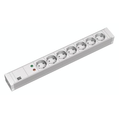 Bachmann 333.604 19 Zoll Netzwerkschrank-Steckdosenleiste 1.5 HE Schutzkontaktsteckdose Überspannungsschutz Lichtgrau (R...
