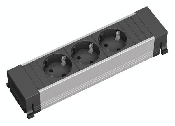 Bachmann 317.100 Steckdosenleiste ohne Schalter  Aluminium, Schwarz Schutzkontakt