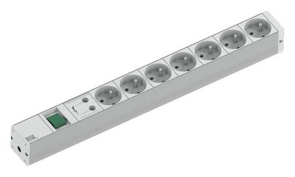 BACHMANN 19"-Steckdosenleiste 1HE 7xUTE 1xSchalter 1xSPD, 2 m