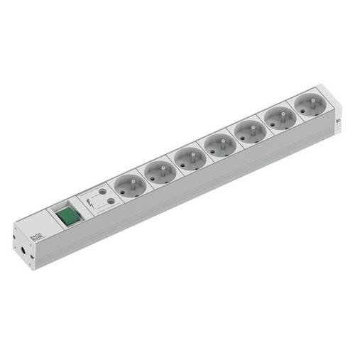 Thumbnail - Bachmann 333.838 19 Zoll Netzwerkschrank-Steckdosenleiste 1 HE Überspannungsschutz Lichtgrau (RAL 7035), Alusilber