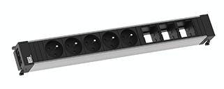 Bachmann 909.015 Steckdosenleiste Aluminium, Schwarz Schutzkontakt 1 St.