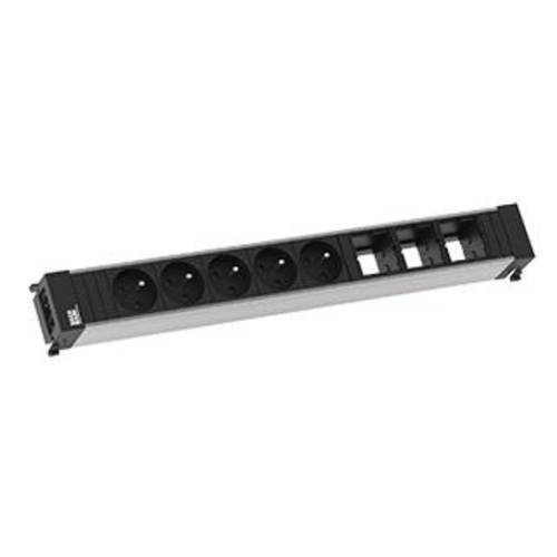 Bachmann 909.015 Steckdosenleiste Aluminium, Schwarz Schutzkontakt 1 St.