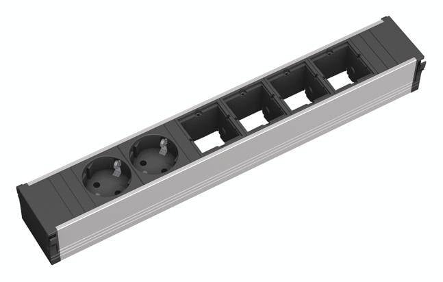 Bachmann 912.005 Steckdosenleiste ohne Schalter Aluminium, Schwarz Schutzkontakt