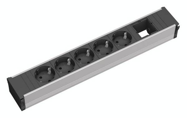 Bachmann 912.008 Steckdosenleiste ohne Schalter  Aluminium, Schwarz Schutzkontakt