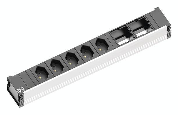 Bachmann 912.019 Steckdosenleiste ohne Schalter Aluminium, Schwarz CH-Stecker