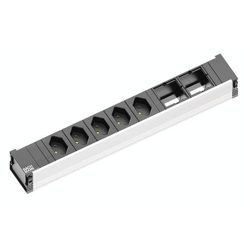 Bachmann 912.019 Steckdosenleiste ohne Schalter Aluminium, Schwarz CH-Stecker