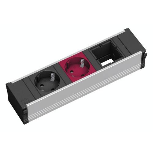Thumbnail - Bachmann 912.023 Steckdosenleiste ohne Schalter Aluminium, Schwarz Schutzkontakt
