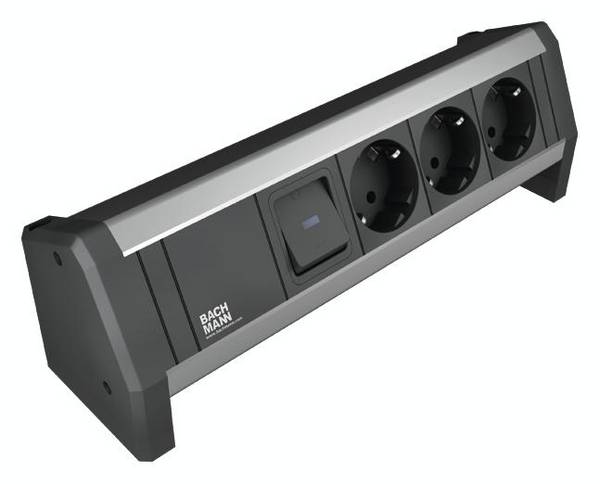 Bachmann 902.0050 Steckdosenleiste mit Schalter  Schwarz, Aluminium Schutzkontakt