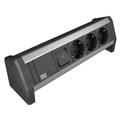 Bachmann 902.0050 Steckdosenleiste mit Schalter Schwarz, Aluminium Schutzkontakt