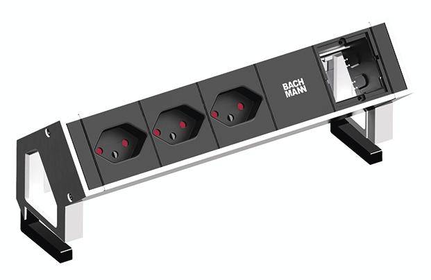 Bachmann 902.208 Steckdosenleiste ohne Schalter Aluminium CH-Stecker