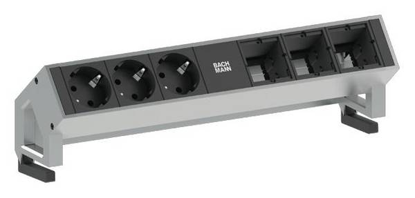 Bachmann 902.402 Steckdosenleiste ohne Schalter  Schwarz, Aluminium Schutzkontakt