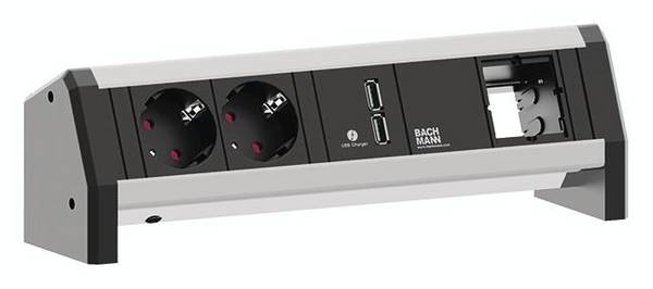 BACHMANN DESK 2x Schutzkontakt 1x USB Charger 1x ABD , GST18 Buchse, 0 m