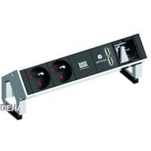 BACHMANN DESK2 2xUTE 35° 1xUSB Charger 1xCM Strom 0,2m GST18 Inox
