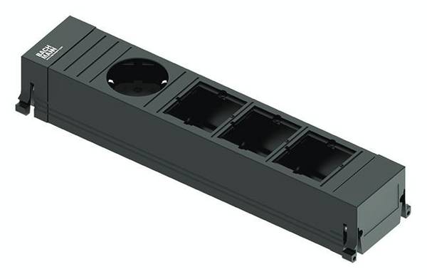 Bachmann 916.0611 Steckdosenleiste ohne Schalter  Aluminium, Schwarz Schutzkontakt