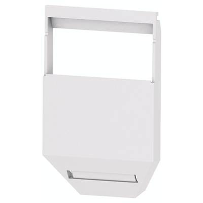 Weiße Treppenhausleuchte mit rechteckigem Design und integriertem Lichtausschnitt, geeignet für den Innenbereich.