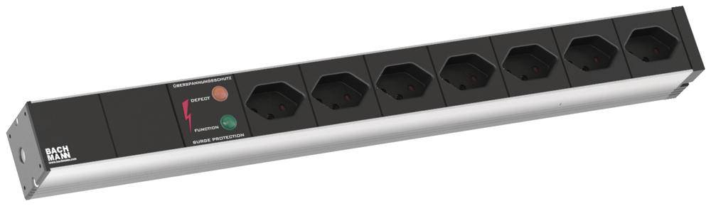 Bachmann 800.1260 19 Zoll Netzwerkschrank-Steckdosenleiste 1 HE Überspannungsschutz Mehrfarbig