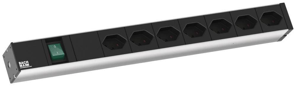 Bachmann 800.1263 19 Zoll Netzwerkschrank-Steckdosenleiste 1 HE Schwarz