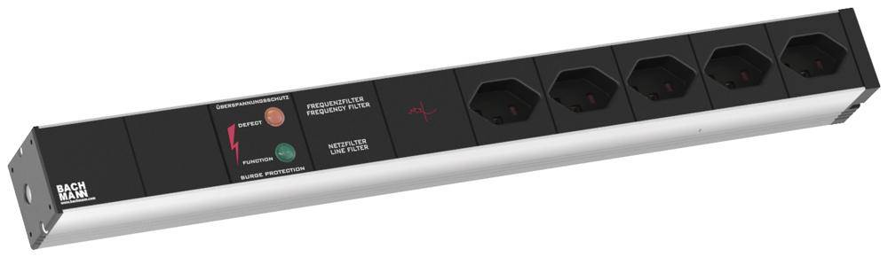 Bachmann 800.1265 19 Zoll Netzwerkschrank-Steckdosenleiste 1 HE Überspannungsschutz Mehrfarbig