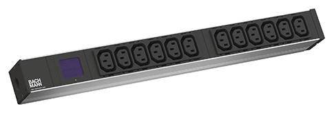 Bachmann 800.2055 19 Zoll Netzwerkschrank-Steckdosenleiste 1 HE Kaltgeräte-Steckdose C13 10A Schwarz