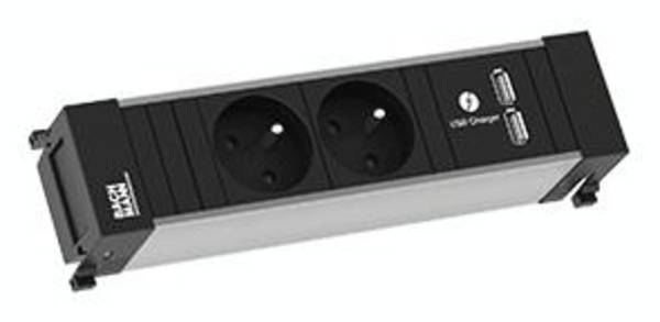 Bachmann 916.112 Steckdosenleiste ohne Schalter  Aluminium, Schwarz Schutzkontakt