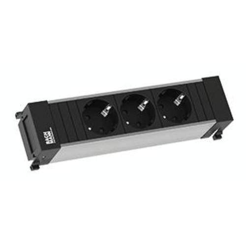 Thumbnail - Bachmann 916.1192 Steckdosenleiste ohne Schalter Aluminium, Schwarz Schutzkontakt