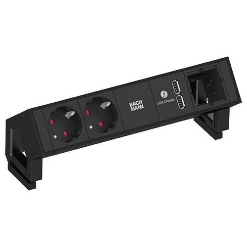 BACHMANN DESK2 2x Schutzkontakt 1x USB-Charger 1x ABD, schwarz