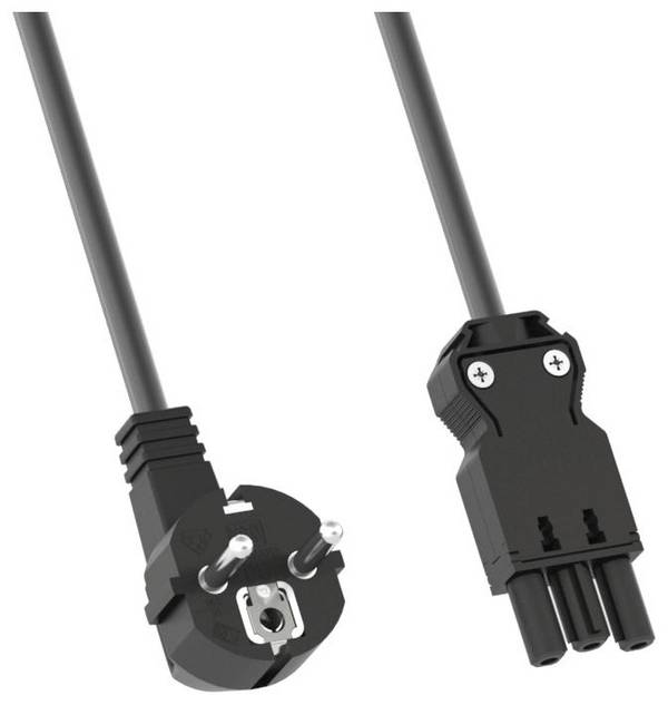 BACHMANN Gerätezuleitung Schutzkontakt/Gerätekupplung GST18-3, halogenfrei, schwarz, 5 m