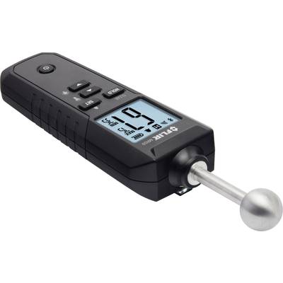 Schwarzes elektronisches Gerät, das vermutlich die Luftfeuchtigkeit misst. Display zeigt den Wert 19 und Symbole für Temperatur und Batterie.