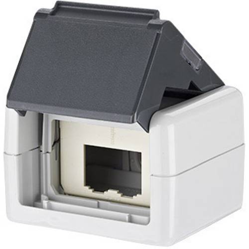 Metz Connect Netzwerkdose Aufputz Unbestückt 2 Port Grau