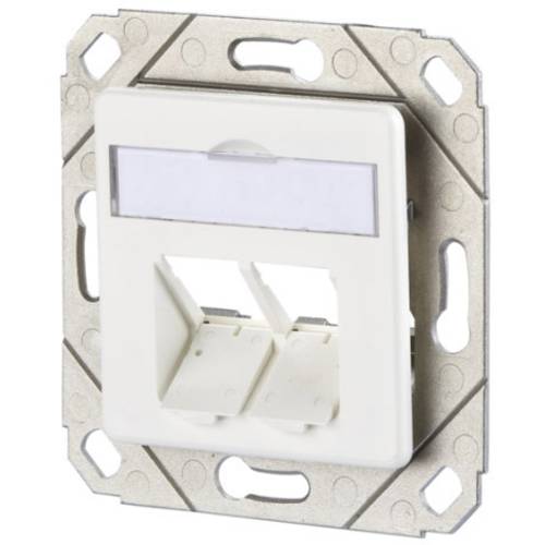 Metz Connect Netzwerkdose Unterputz Einsatz mit Zentralplatte 2 Port Reinweiß (RAL 9010)