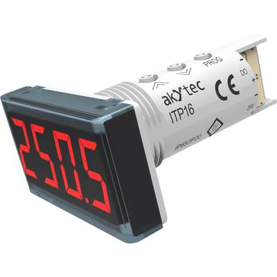 Digitalanzeige zeigt '250.5'. Links daneben Steuereinheit mit Beschriftungen wie 'akytec', 'ITP16', 'IP65/IP20', '24V'.