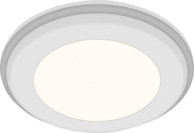 Weiße runde Deckenleuchte mit gleichmäßiger Lichtverteilung. Schlichtes Design, ideal für moderne Innenräume.