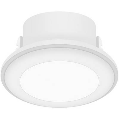 Ein weißes, rundes LED-Deckeneinbauleuchte mit modernem Design, geeignet für helle und energiesparende Raumbeleuchtung.