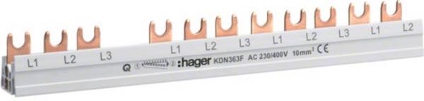 Hager KDN363F HAGER KDN363F Anschlussblock Phasenschiene   Mehrfarbig 3polig  63 A     1 St.